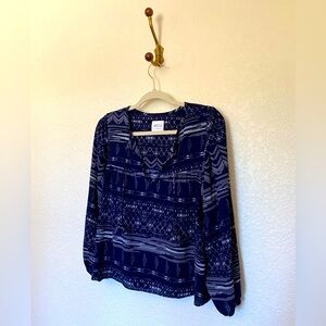 Casual blouse, size small, blue and white